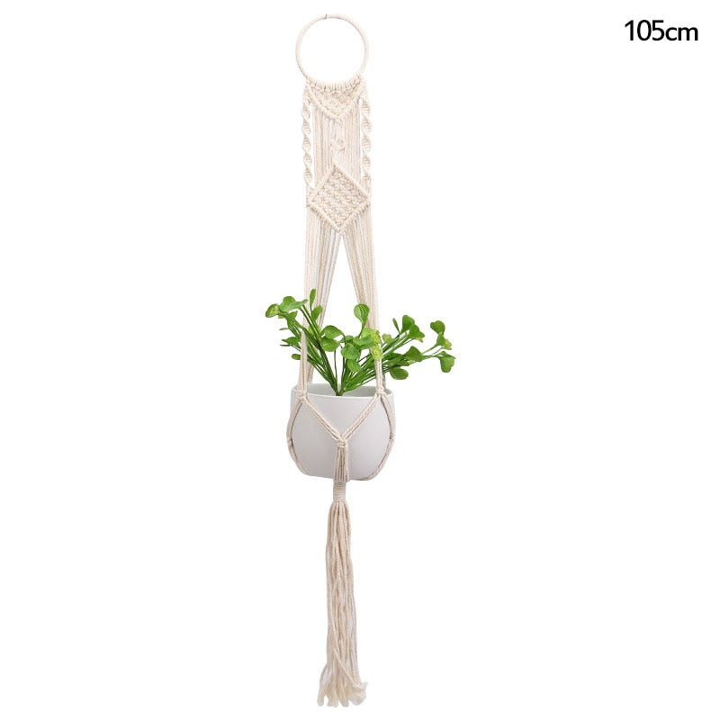 Macrame Handmade Plant Hanger Baskets Flower Pots Holder Balcony Hanging Decoration Knotted Lifting Rope Home Garden Supplies