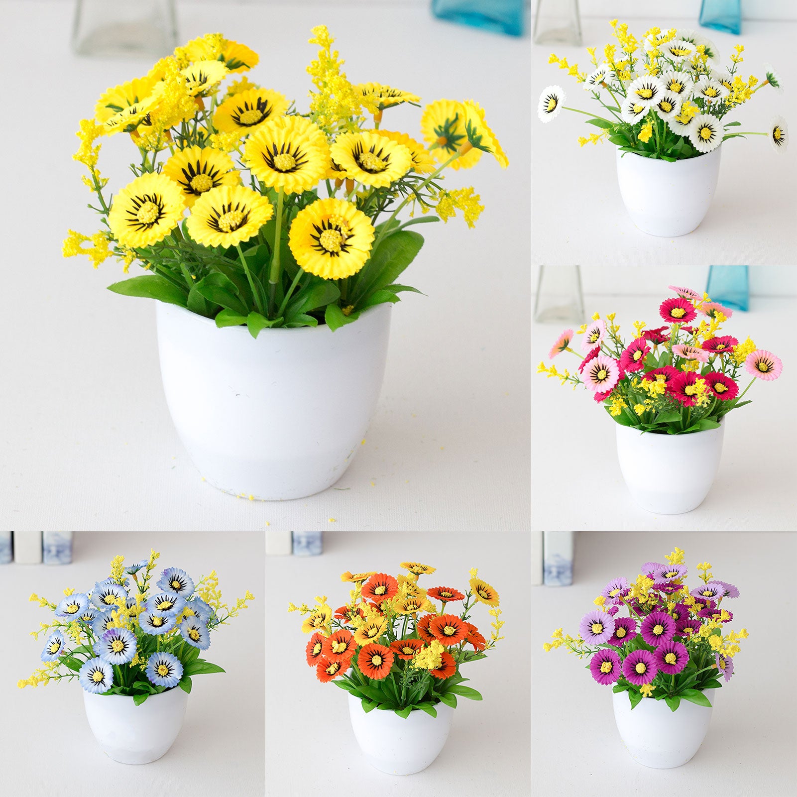 1Pc Artificial Chrysanthemum Bonsai Potted Plant Landscape Home Floral Decor Artificial Flowers Bright Color Fake Plants Potted
