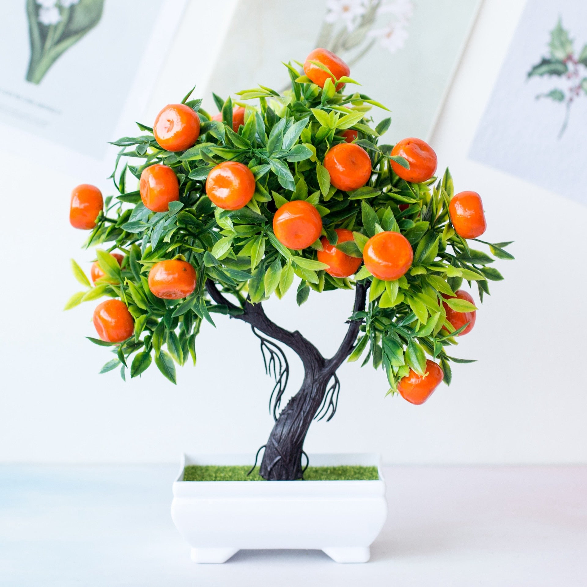 Artificial Fruit Tree Home Decor Plant Bonsai Small Potted Plastic Flower Fortune Orange Kumquat Fruit Tree