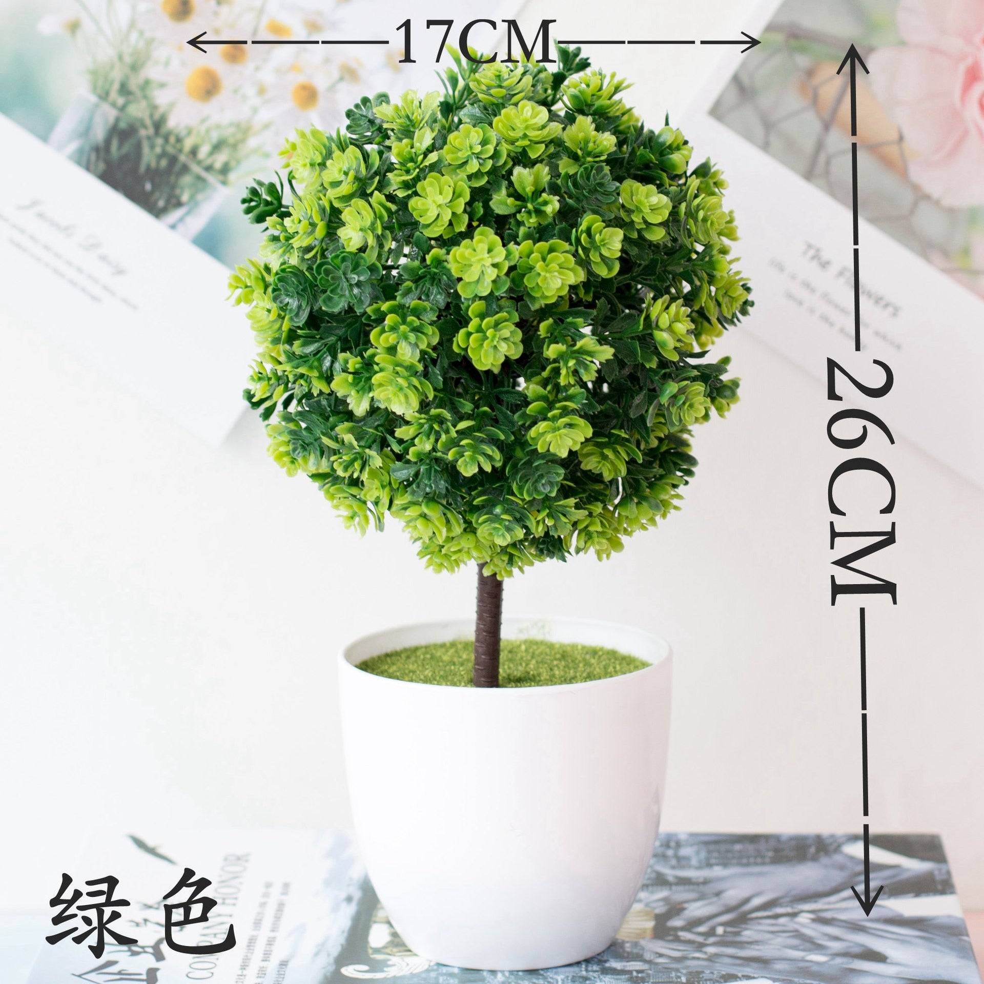 Cherry snowball simulation plant potted grass ball bonsai small tree home decoration flower ornaments creative mini ball