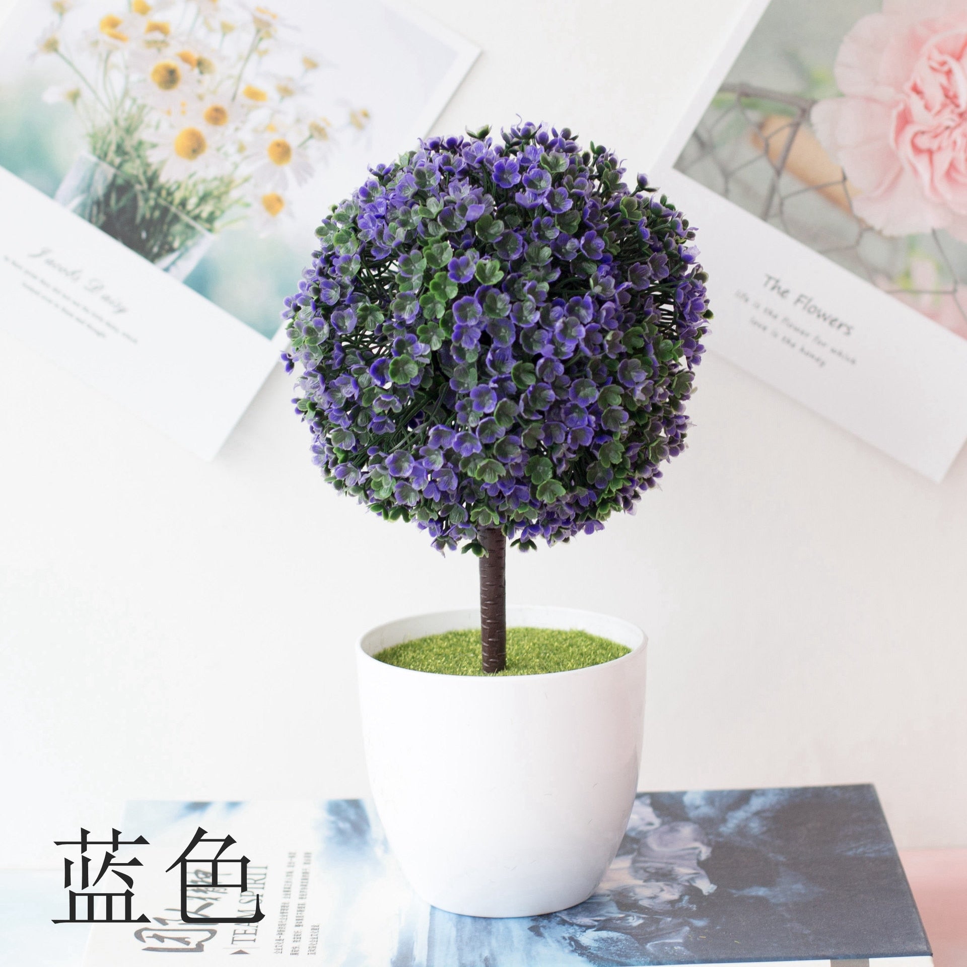 Cherry snowball simulation plant potted grass ball bonsai small tree home decoration flower ornaments creative mini ball