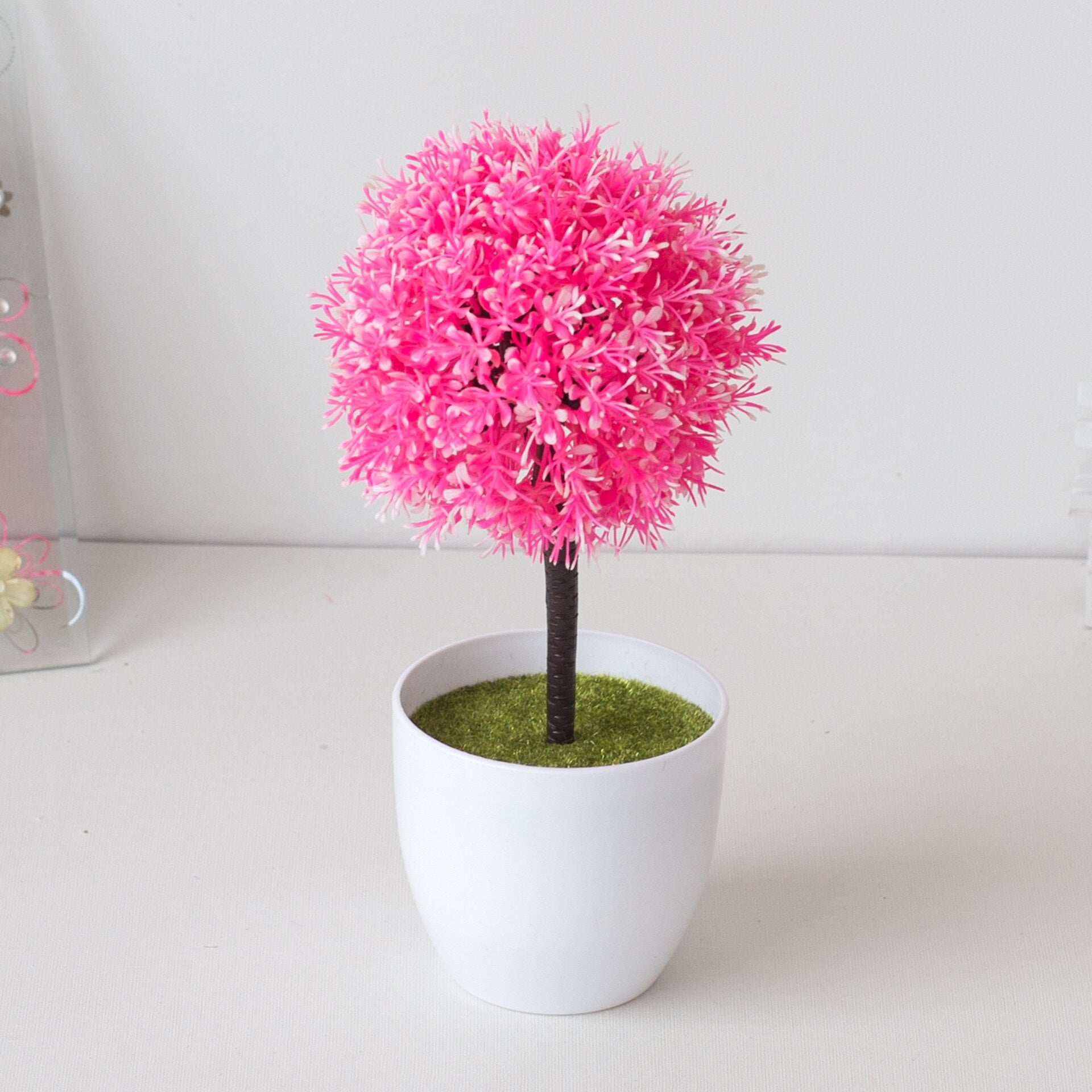 Cherry snowball simulation plant potted grass ball bonsai small tree home decoration flower ornaments creative mini ball