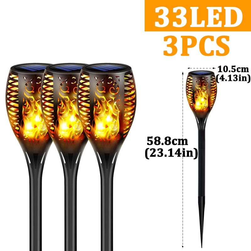 96 LED Outdoor Solar Torch Lights Waterproof Garden Patio Flickering Dancing Flame Lamp