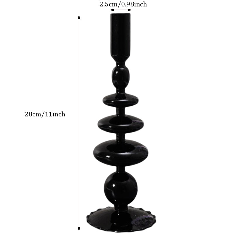 Black Glass Vases Glass Candle Holders for Wedding Home  Flower Vase Decoratio Candlestick Holder  Modern Living Room Decor