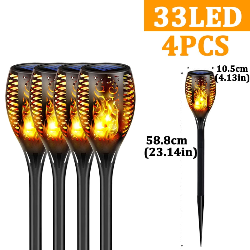 96 LED Outdoor Solar Torch Lights Waterproof Garden Patio Flickering Dancing Flame Lamp