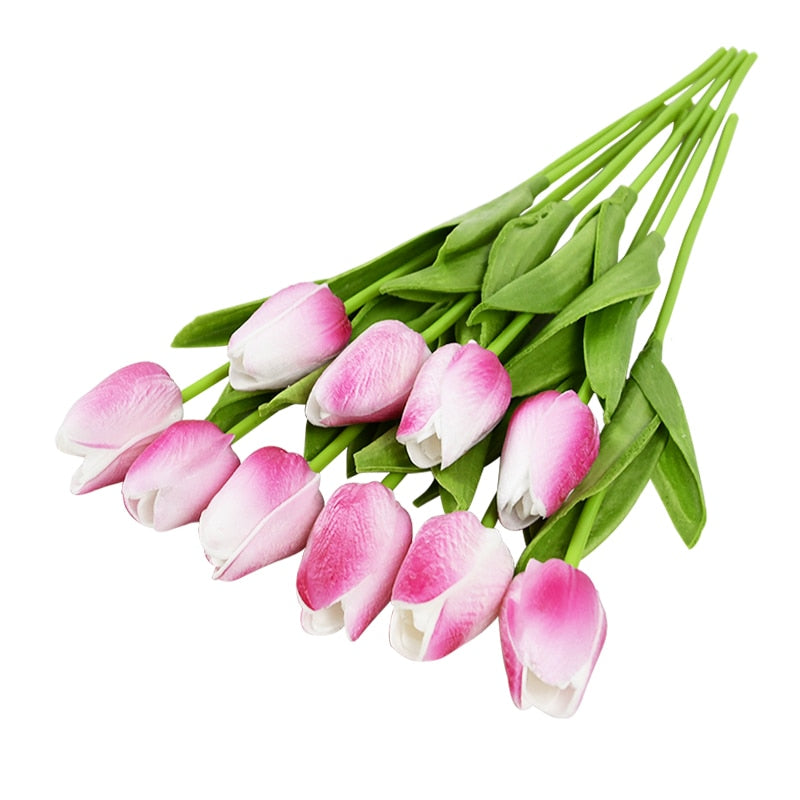 10PCS Tulip Artificial Flower Real Touch Artificial Bouquet PE Fake Flower for Wedding Decoration Flowers Home Garden Decor