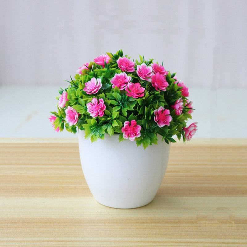 Artificial Flower Potted Desktop Fake Plants Bonsai Plastic Fake Flower Potted Plant Home Garden Deocration Supplies AEL005