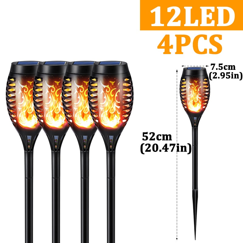 96 LED Outdoor Solar Torch Lights Waterproof Garden Patio Flickering Dancing Flame Lamp