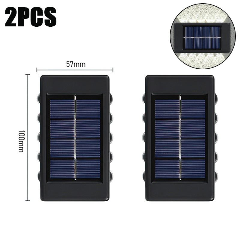 10 LED Solar Wall Lamp Outdoor Waterproof Solar Powered Light UP and Down Illuminate Home Garden Porch Yard Decoration