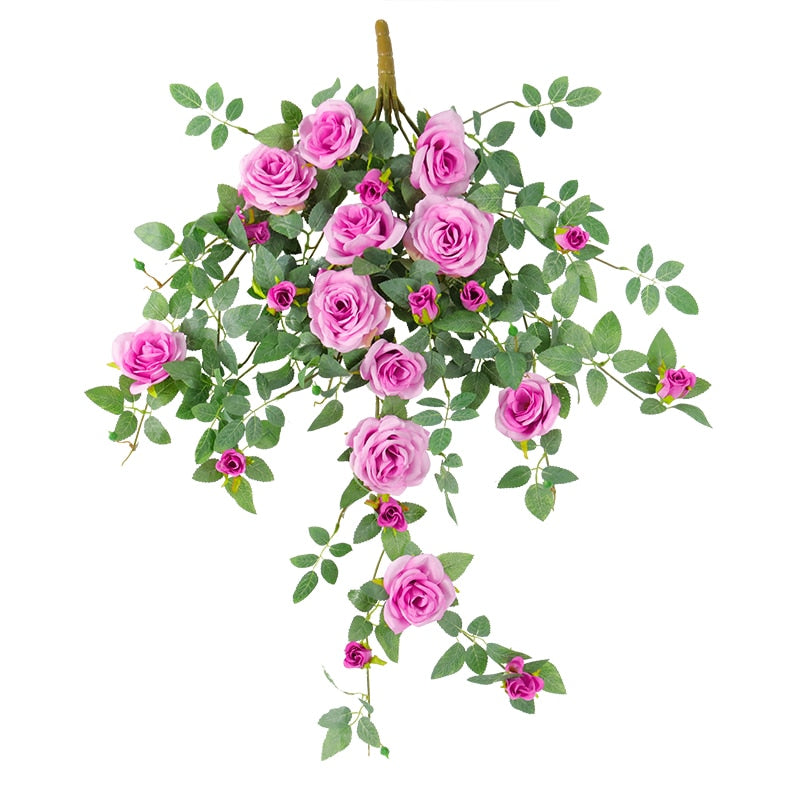 Artificial flowers Plants Green Lvy Leaves Hanging flower Rose Vine  Home Wedding Garden Decoration DIY Hanging Wall Silk Flower