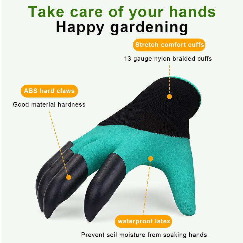 Garden gloves with claw Rubber gloves Garden dig planting waterproof outdoor l work gloves ABS Plastic 4/8 claw