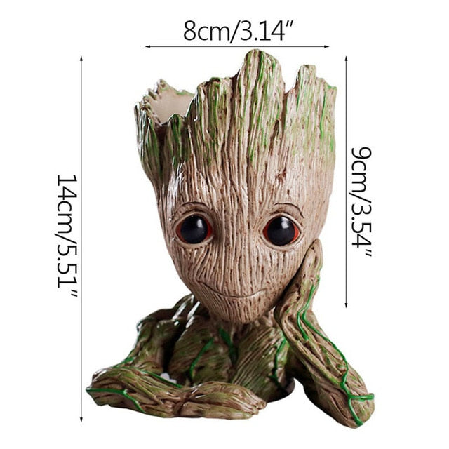 disney Marvel Avengers Groot Mini figure Pen Holder  Flower Pot Anime Toys Action Figure Sitting Groot Christmas Kids Toys Gifts