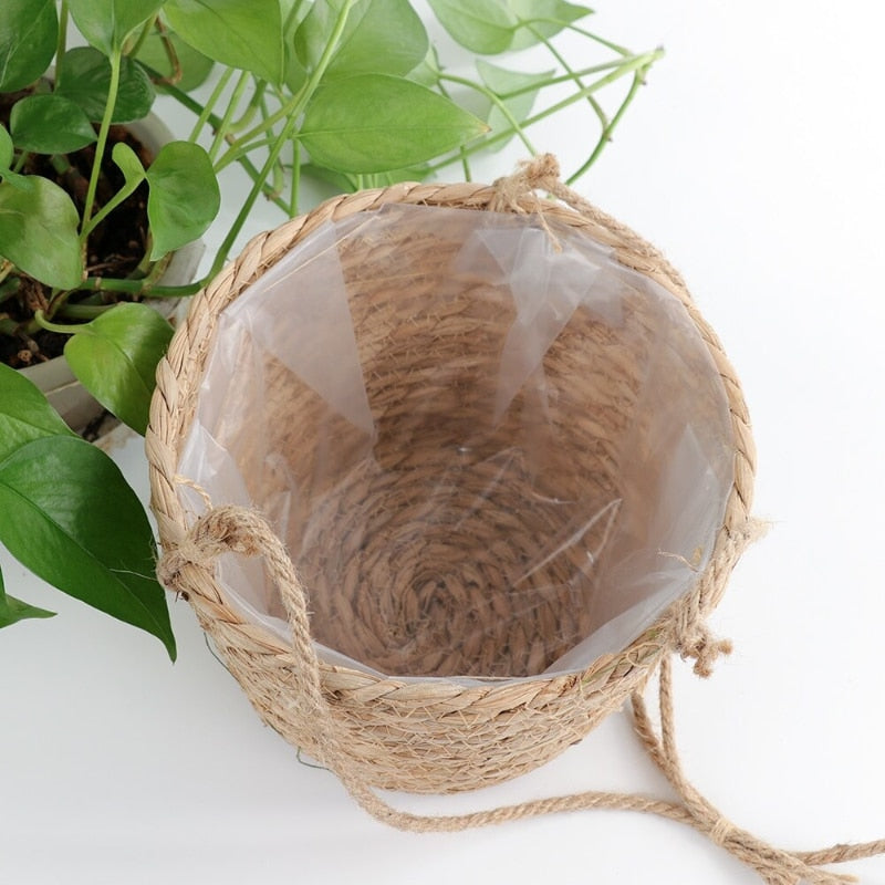 Garden Hanging Planter Macrame Plant Storage Basket Jute Rope Woven Indoor Outdoor Flower Pot Holder Plant Hangers Home Decor