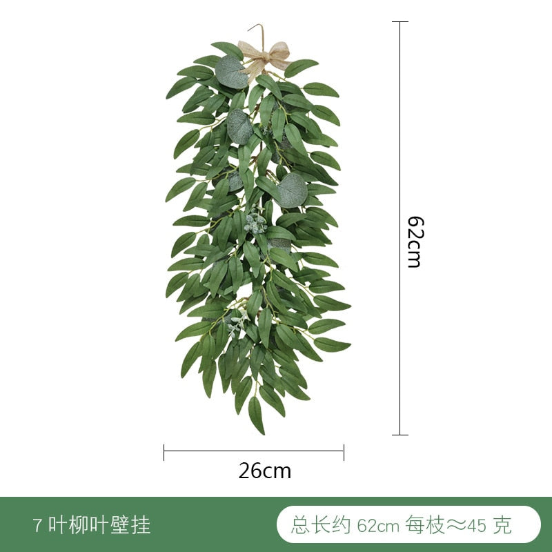 Home Wall Decoration Encryption Green Plant Simulation Willow Leaf Wisteria Strip Pendant Simulation Eucalyptus Pendant