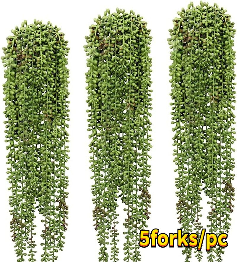 Artificial Succulents Hanging Wall Plants Eucalyptus Mandala Hanging Potted Plastic Garland Wedding Home Decor Rattan Bonsai