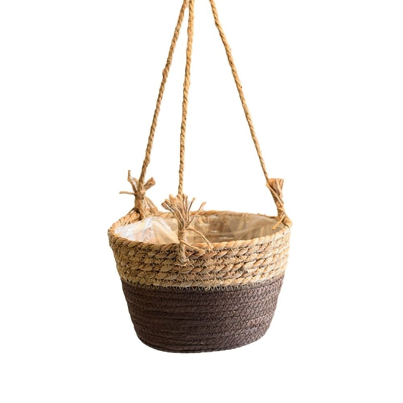 Garden Hanging Planter Macrame Plant Storage Basket Jute Rope Woven Indoor Outdoor Flower Pot Holder Plant Hangers Home Decor