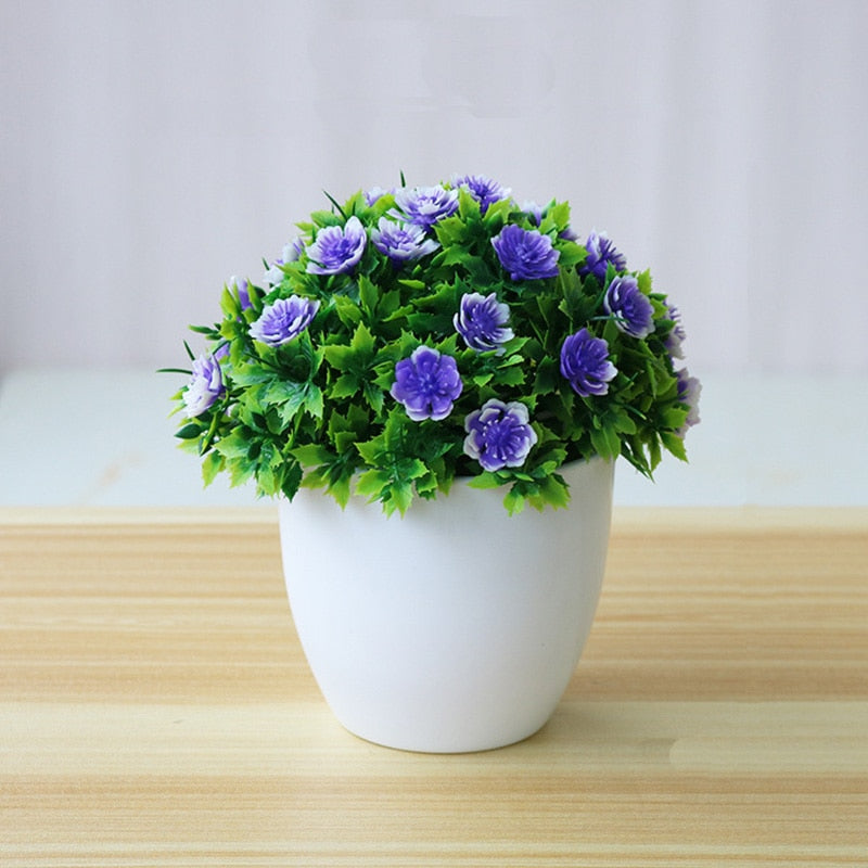 Artificial Flower Potted Desktop Fake Plants Bonsai Plastic Fake Flower Potted Plant Home Garden Deocration Supplies AEL005