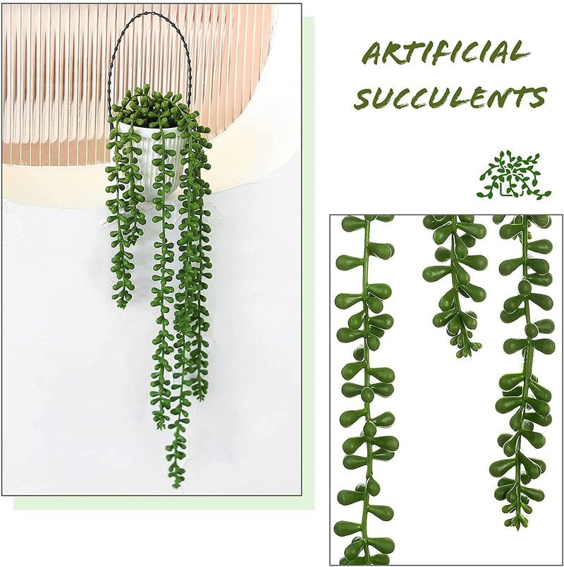 Artificial Succulents Hanging Wall Plants Eucalyptus Mandala Hanging Potted Plastic Garland Wedding Home Decor Rattan Bonsai