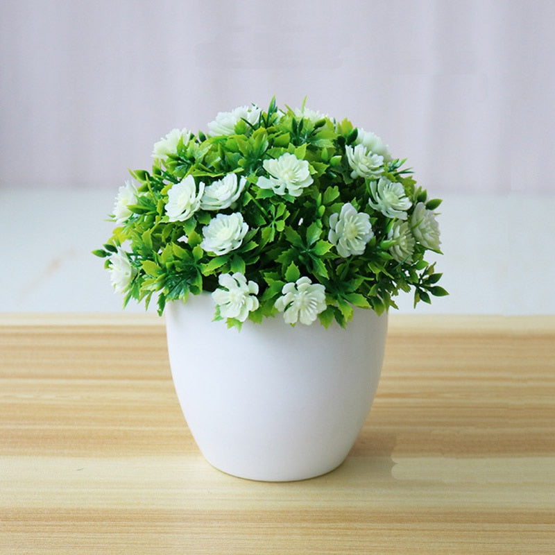 Artificial Flower Potted Desktop Fake Plants Bonsai Plastic Fake Flower Potted Plant Home Garden Deocration Supplies AEL005