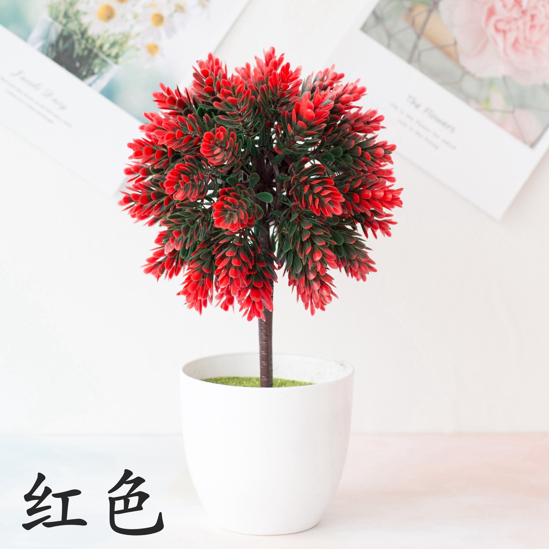 Cherry snowball simulation plant potted grass ball bonsai small tree home decoration flower ornaments creative mini ball