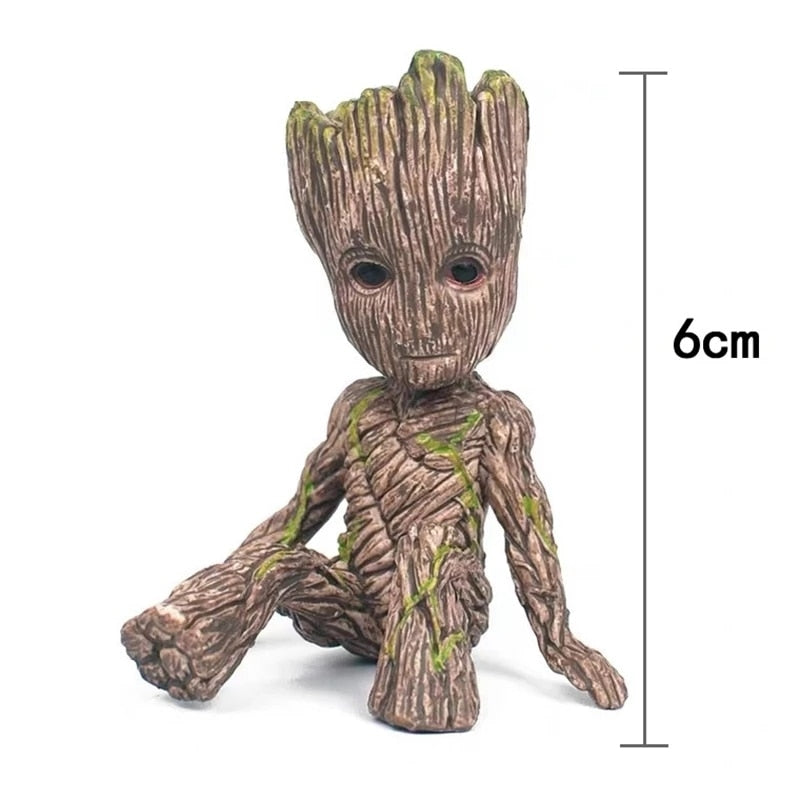 disney Marvel Avengers Groot Mini figure Pen Holder  Flower Pot Anime Toys Action Figure Sitting Groot Christmas Kids Toys Gifts