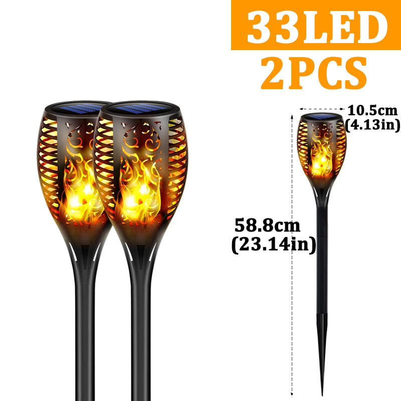 96 LED Outdoor Solar Torch Lights Waterproof Garden Patio Flickering Dancing Flame Lamp