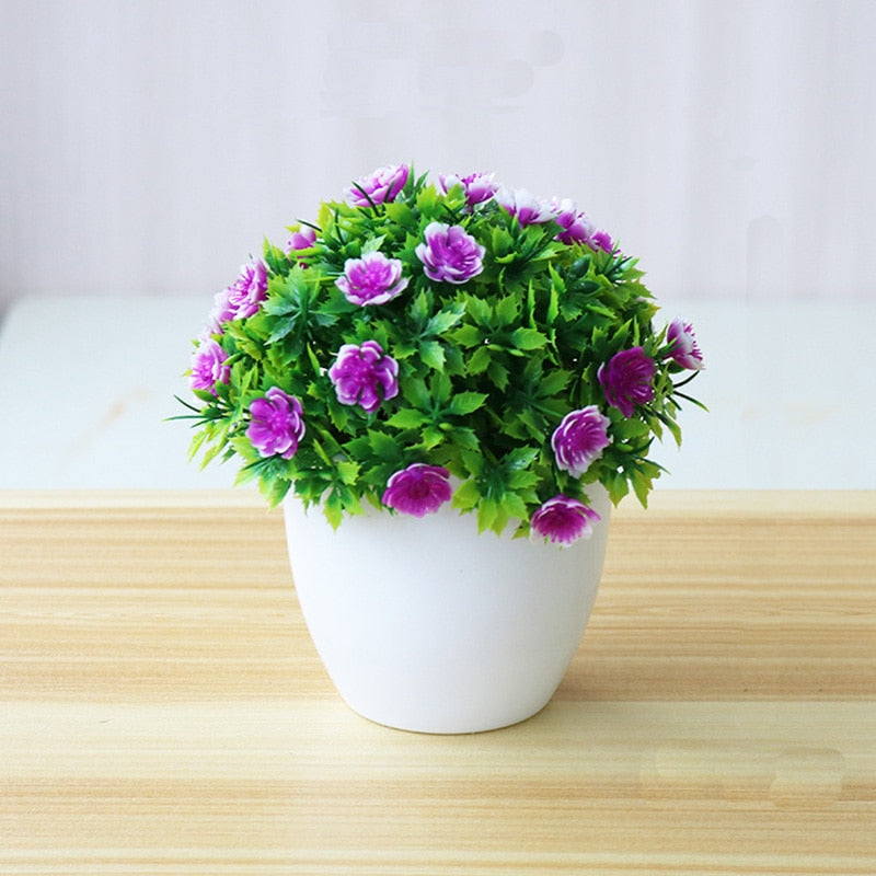 Artificial Flower Potted Desktop Fake Plants Bonsai Plastic Fake Flower Potted Plant Home Garden Deocration Supplies AEL005