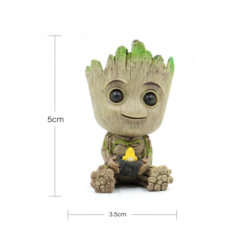 disney Marvel Avengers Groot Mini figure Pen Holder  Flower Pot Anime Toys Action Figure Sitting Groot Christmas Kids Toys Gifts