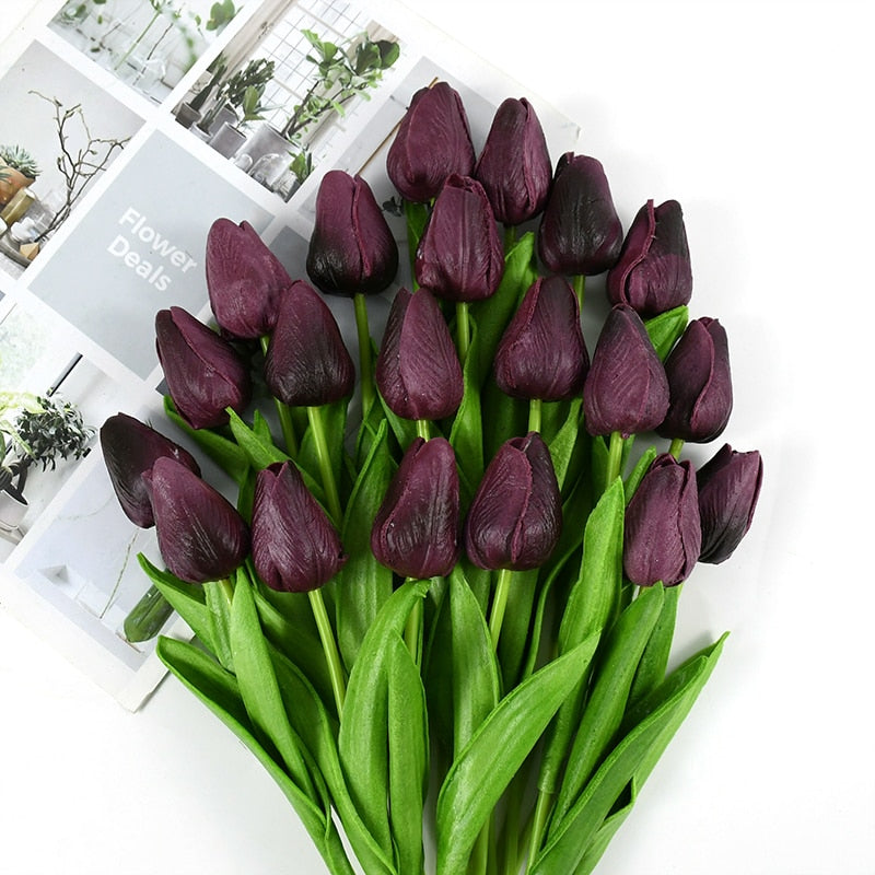 35 cm Tulip Flower Artificial Tulip Bouquet 10/5Pcs PE foam Fake Flower for wedding Ceremony Decor Home Garden Bouquet Decor