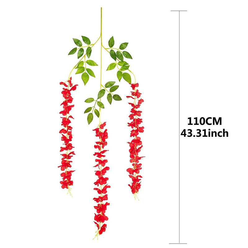 76cm Artificial Green Plants Hanging Ivy Leaves Radish Seaweed Grape Fake Flowers Vine Home Garden Wall Party Decoration