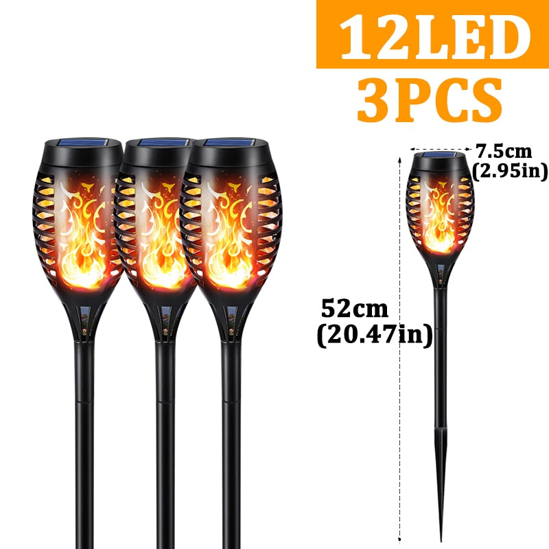 96 LED Outdoor Solar Torch Lights Waterproof Garden Patio Flickering Dancing Flame Lamp