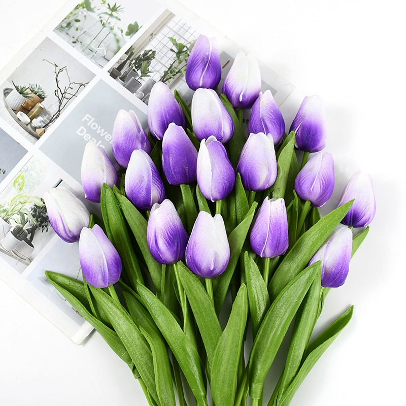 35 cm Tulip Flower Artificial Tulip Bouquet 10/5Pcs PE foam Fake Flower for wedding Ceremony Decor Home Garden Bouquet Decor