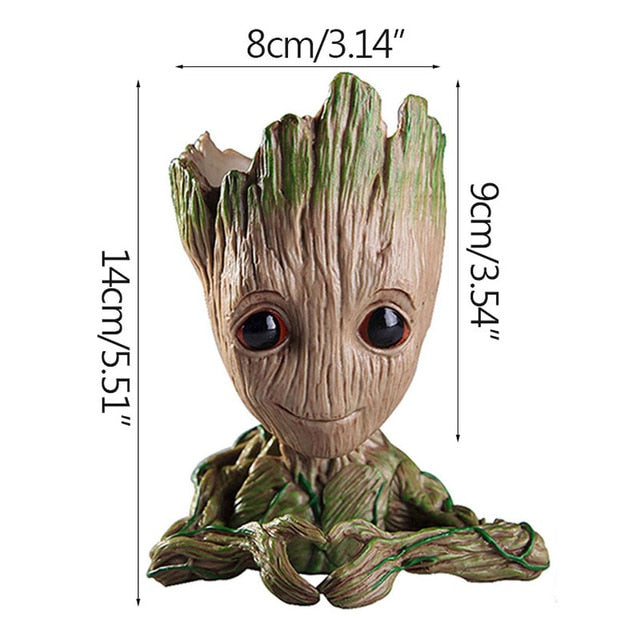 disney Marvel Avengers Groot Mini figure Pen Holder  Flower Pot Anime Toys Action Figure Sitting Groot Christmas Kids Toys Gifts