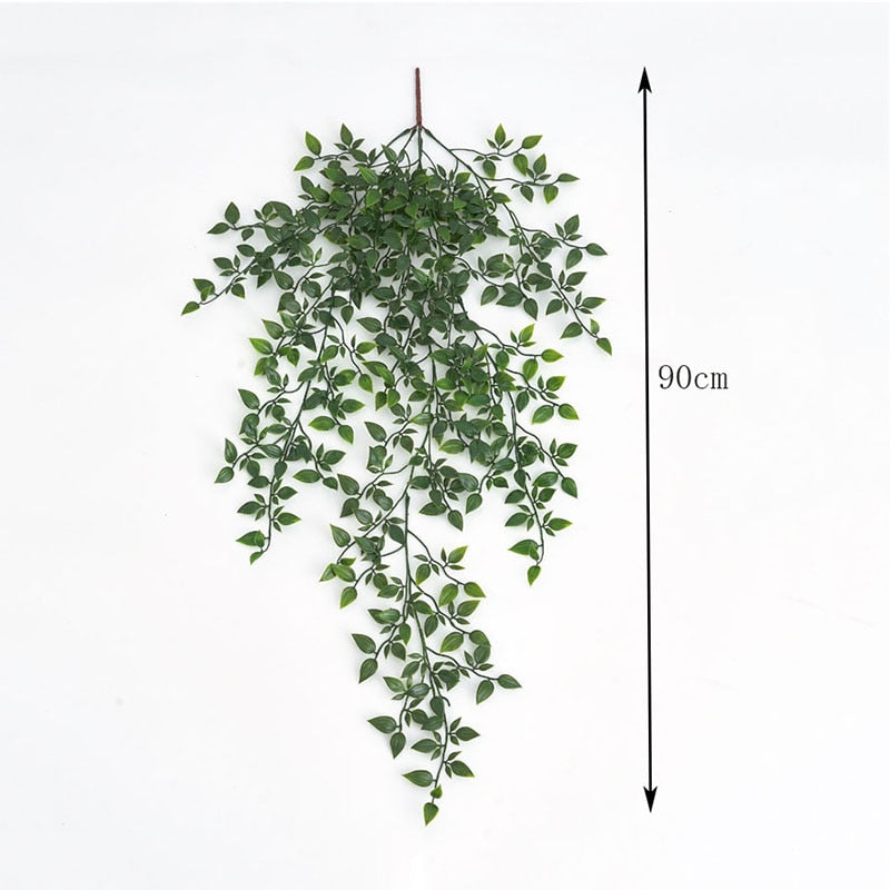 76cm Artificial Green Plants Hanging Ivy Leaves Radish Seaweed Grape Fake Flowers Vine Home Garden Wall Party Decoration