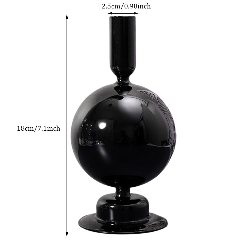 Black Glass Vases Glass Candle Holders for Wedding Home  Flower Vase Decoratio Candlestick Holder  Modern Living Room Decor