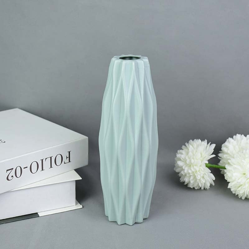 Modern Flower Vase White Pink Blue Plastic Vase Flower Pot Basket Nordic Home Living Room Decoration Ornament Flower Arrangement