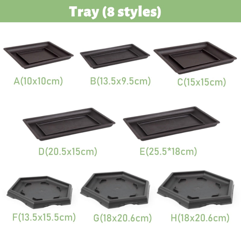 1Pc Imitation Purple Sand Plant Tray Plastic Flower Pot Balcony Square/Rectangular/Hexagon Pot Tray Bonsai Bowl Garden Decor