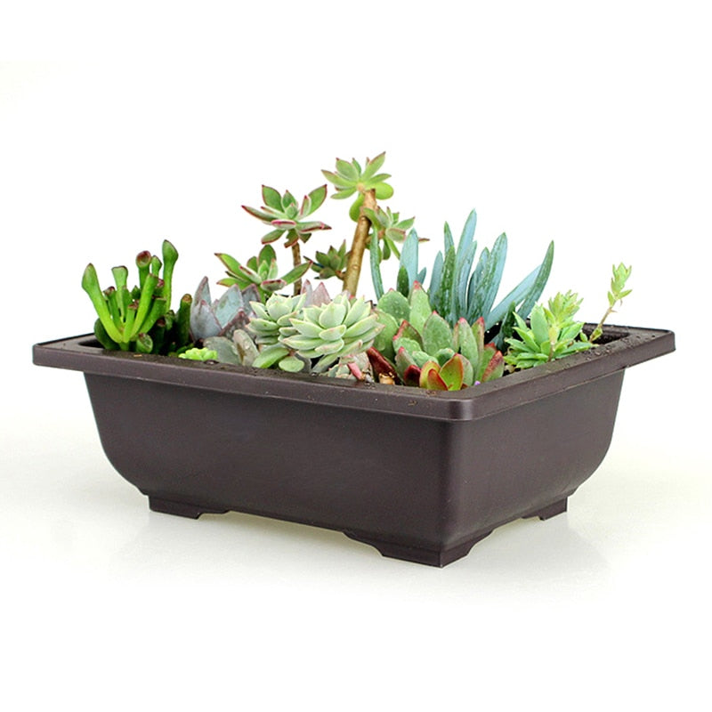 1PC Plastic Flower Pot Balcony Square Flower Pot Flower Bonsai Bowl Nursery Pot Flower Pot Imitation Rectangle Nursery Basin