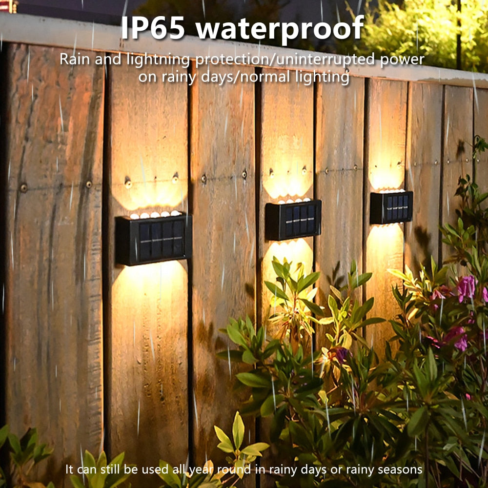 10 LED Solar Wall Lamp Outdoor Waterproof Solar Powered Light UP and Down Illuminate Home Garden Porch Yard Decoration