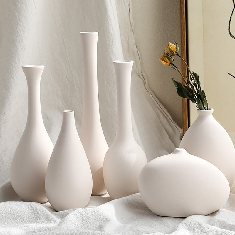 White ceramic Vase Living Room Decoration Home Decor Room Decor Pottery And Porcelain Vases For Flowers Decorative Figurines Art