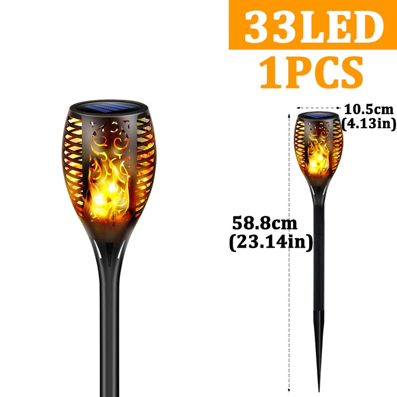 96 LED Outdoor Solar Torch Lights Waterproof Garden Patio Flickering Dancing Flame Lamp