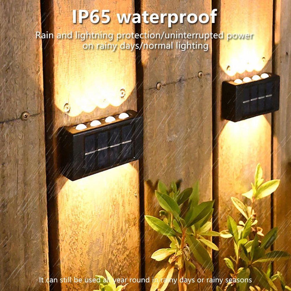 10 LED Solar Wall Lamp Outdoor Waterproof Solar Powered Light UP and Down Illuminate Home Garden Porch Yard Decoration