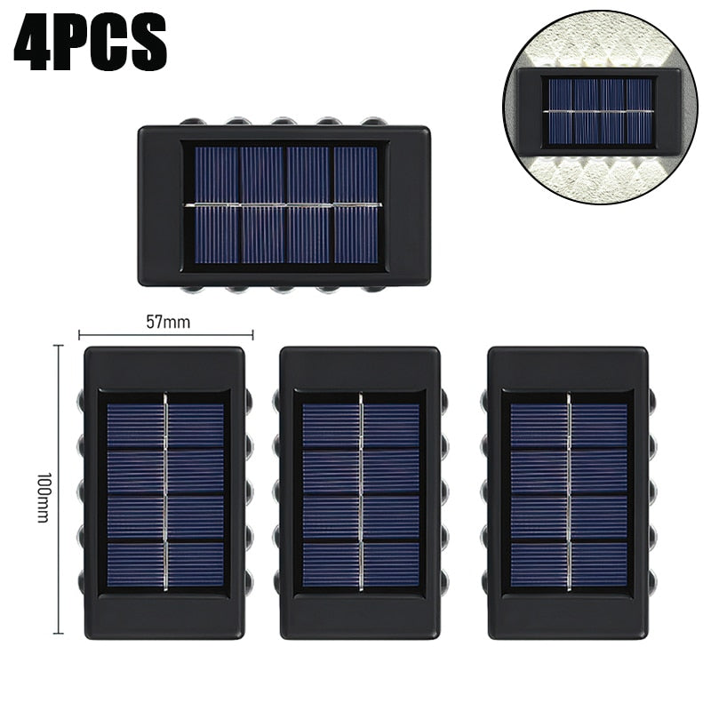 10 LED Solar Wall Lamp Outdoor Waterproof Solar Powered Light UP and Down Illuminate Home Garden Porch Yard Decoration