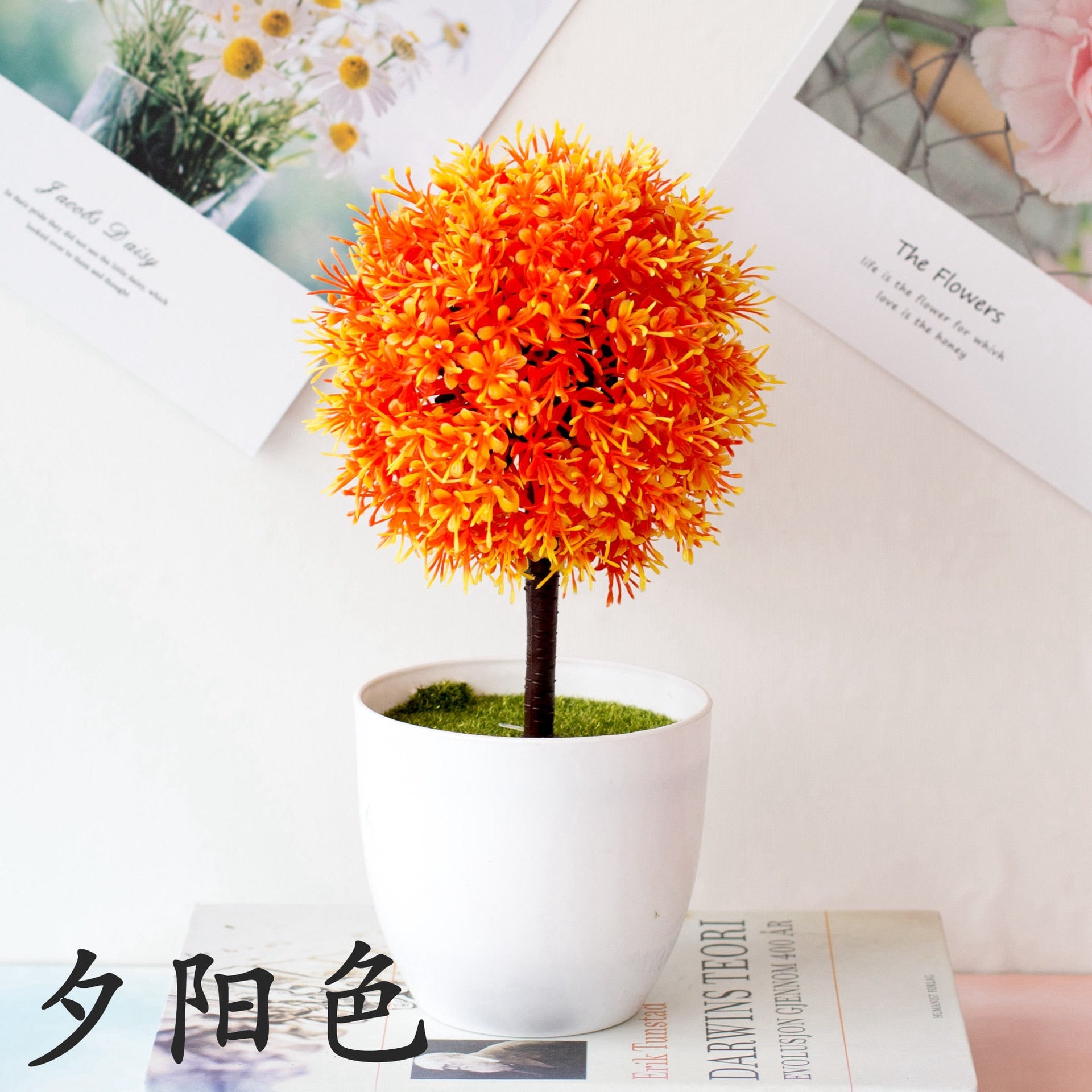 Cherry snowball simulation plant potted grass ball bonsai small tree home decoration flower ornaments creative mini ball