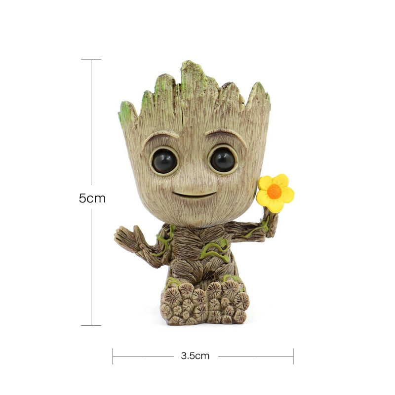 disney Marvel Avengers Groot Mini figure Pen Holder  Flower Pot Anime Toys Action Figure Sitting Groot Christmas Kids Toys Gifts