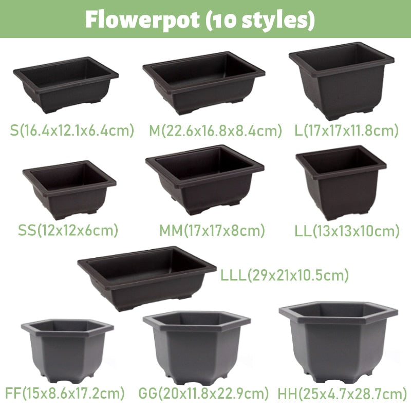 1Pc Imitation Purple Sand Plant Tray Plastic Flower Pot Balcony Square/Rectangular/Hexagon Pot Tray Bonsai Bowl Garden Decor