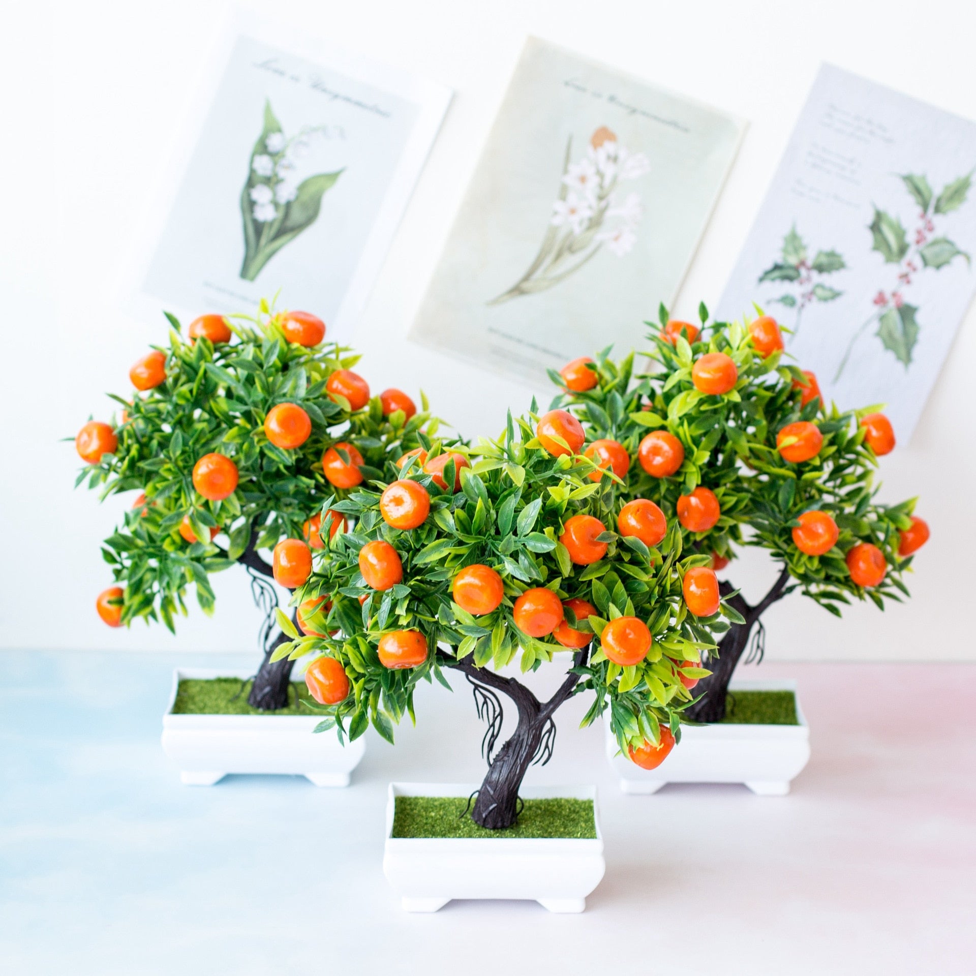 Artificial Fruit Tree Home Decor Plant Bonsai Small Potted Plastic Flower Fortune Orange Kumquat Fruit Tree