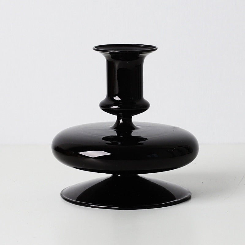 Black Glass Vases Glass Candle Holders for Wedding Home  Flower Vase Decoratio Candlestick Holder  Modern Living Room Decor