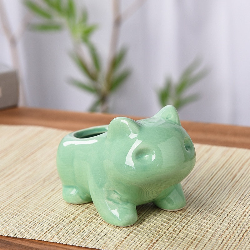 Creative Ceramic Mini Flowerpot Succulent Planter Cute Green Plants Planter Flower Pot with Hole Home Garden Decoration outdoor