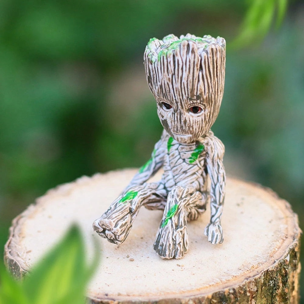 disney Marvel Avengers Groot Mini figure Pen Holder  Flower Pot Anime Toys Action Figure Sitting Groot Christmas Kids Toys Gifts